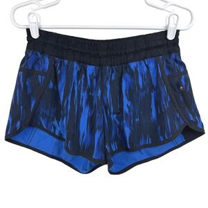 Lululemon Speed Up Shorts Women Size 6 Blue Black Abstract Print‎ Athletic